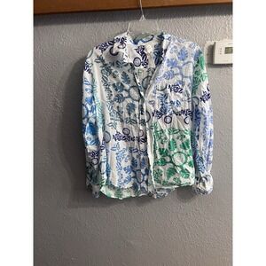 Sigrid Olsen Sport Women's Shirt Size Small White Floral Button Up L